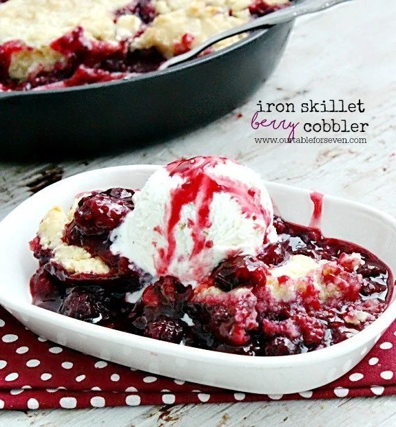 Iron Skillet Berry Cobbler from Table for Seven