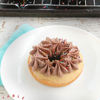 Olive Oil Doughnuts with Chocolate Buttercream Frosting - Table for Seven