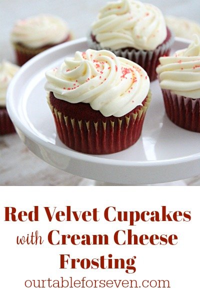 Red Velvet Cupcakes with Cream Cheese Frosting from Table for Seven