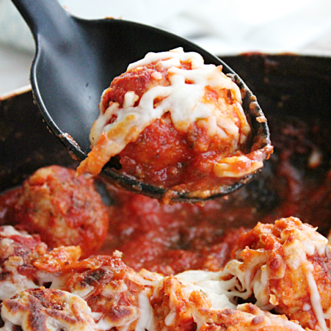 Cheesy Skillet Meatballs from Table for Seven