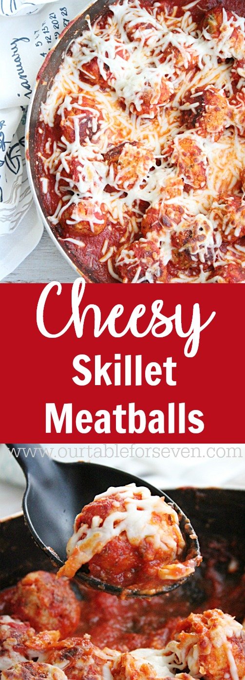 Cheesy Skillet Meatballs from Table for Seven 