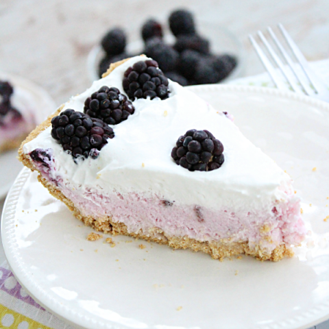 No Bake Blackberry Yogurt Pie #nobake #pie #blackberry #yogurt #pie #dessert #tableforsevenblog
