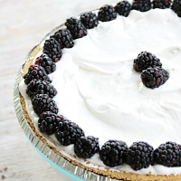 No Bake Blackberry Yogurt Pie #nobake #pie #blackberry #yogurt #pie #dessert #tableforsevenblog