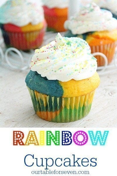 Rainbow Cupcakes #rainbow #cupcakes #cakemix #tableforsevenblog @tableforseven #dessert #recipe