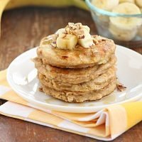 Whole Wheat Banana Pancakes #pancakes #wholewheat #tableforsevenblog #banana #breakfast