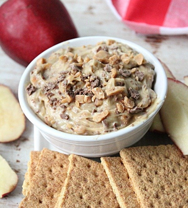 Apple Brickle Dip #apple #toffee #dip #tableforseven @tableforsevenblog 