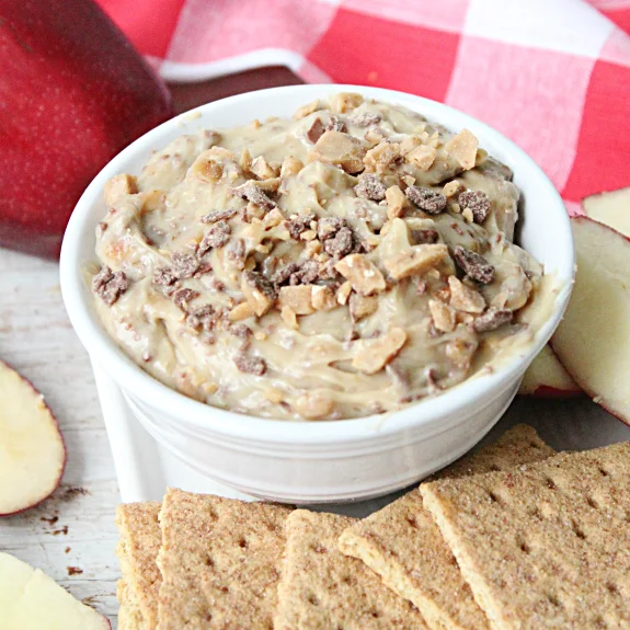 Apple Brickle Dip #apple #toffee #dip #tableforseven @tableforsevenblog