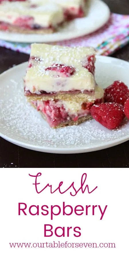 Fresh Raspberry Bars #bars #raspberry #berry #dessert #tableforsevenblog 