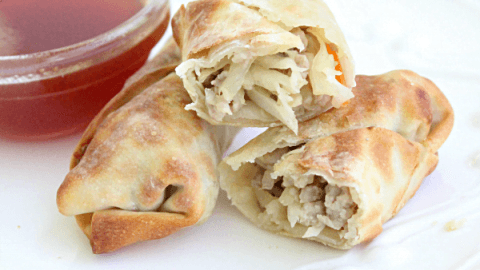 Pork Egg Rolls with Homemade Sweet and Sour Sauce @tableforseven #tableforsevenblog #eggrolls #airfryer #dinner #pork #recipe