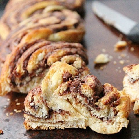 Two Ingredient Chocolate Hazelnut Braided Bread from Table for Seven