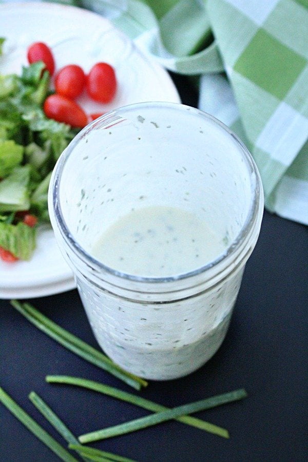 HOMEMADE RANCH DRESSING-NO MAYO NEEDED! from Table for Seven #ranch #homemade #ranchdressing