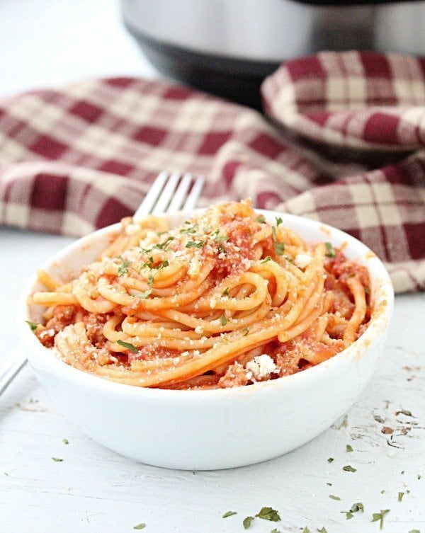 Instant Pot Spaghetti and Meat Sauce from Table for Seven