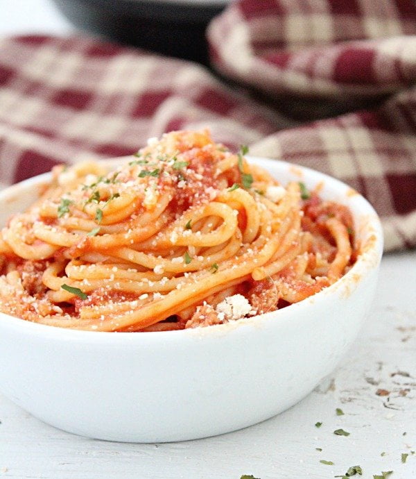 Instant Pot Spaghetti and Meat Sauce - Table for Seven