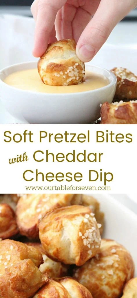 Soft Pretzel Bites with Cheddar Cheese Dip from Table for Seven