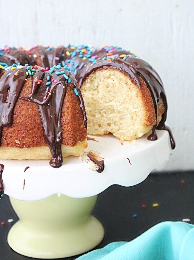 Doughnut Bundt Cake with Chocolate Glaze from Table for Seven