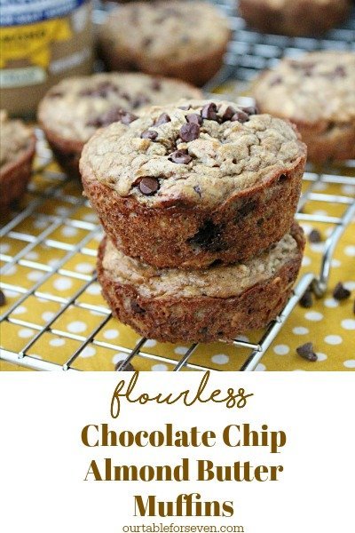 Flourless Chocolate Chip Almond Butter Muffins from Table for Seven 