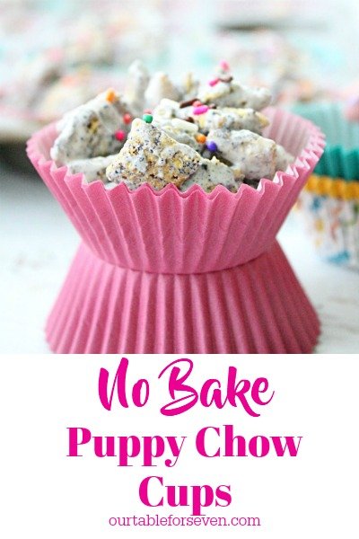 No Bake Puppy Chow Cups from Table for Seven #nobake #nobakedessert #puppychow #muddybuddies #marshmallow #tableforsevenblog 