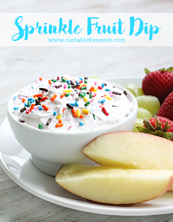 Sprinkle Fruit Dip #dip #recipe #fruit #dessert #tableforsevenblog @tableforseven 