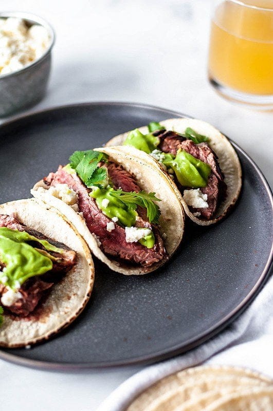 beer marinated steak tacos