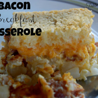 Bacon Breakfast Casserole #bacon #cheese #eggs #breakfast #brunch #tableforsevenblog @tableforseven