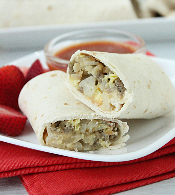 Breakfast Burrito with Homemade Taco Sauce- Table for Seven 