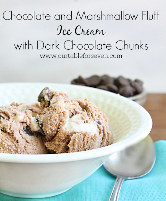 Chocolate and Marshmallow Fluff Ice Cream with Dark Chocolate Chunks