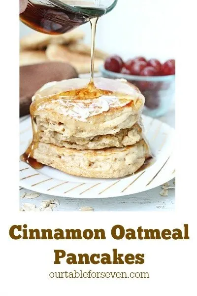 Cinnamon Oatmeal Pancakes @tableforseven #tableforsevenblog #pancakes #cinnamon #oatmeal #brownsugar #breakfast 