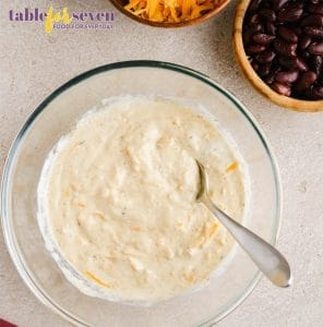 Chicken Dorito Casserole mixing