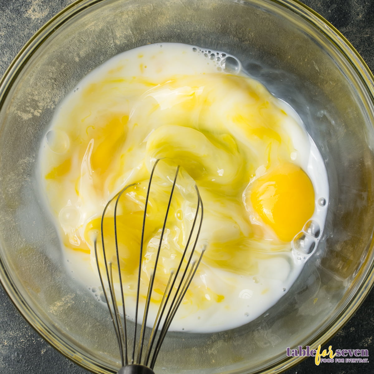 Whisking Eggs and Milk for the Casserole