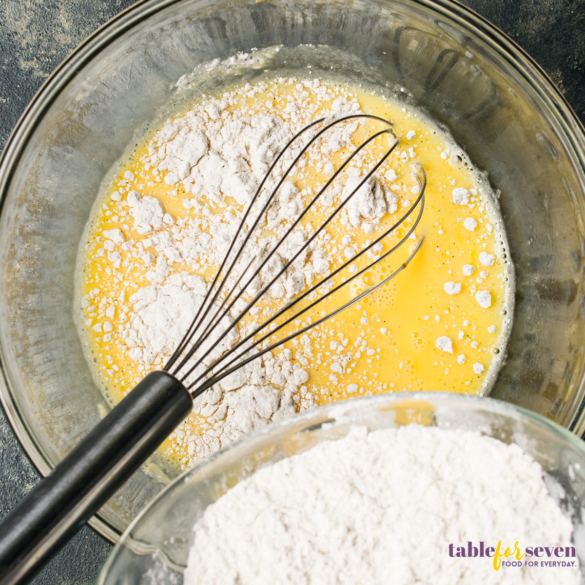 Mixing Egg Batter with Flour for Casserole