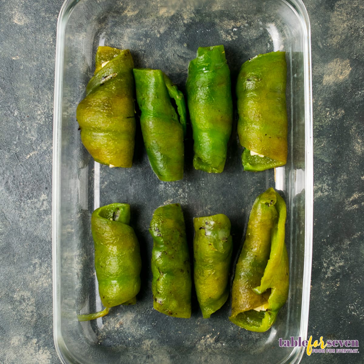 Rolled Peppers Ready for Casserole Baking