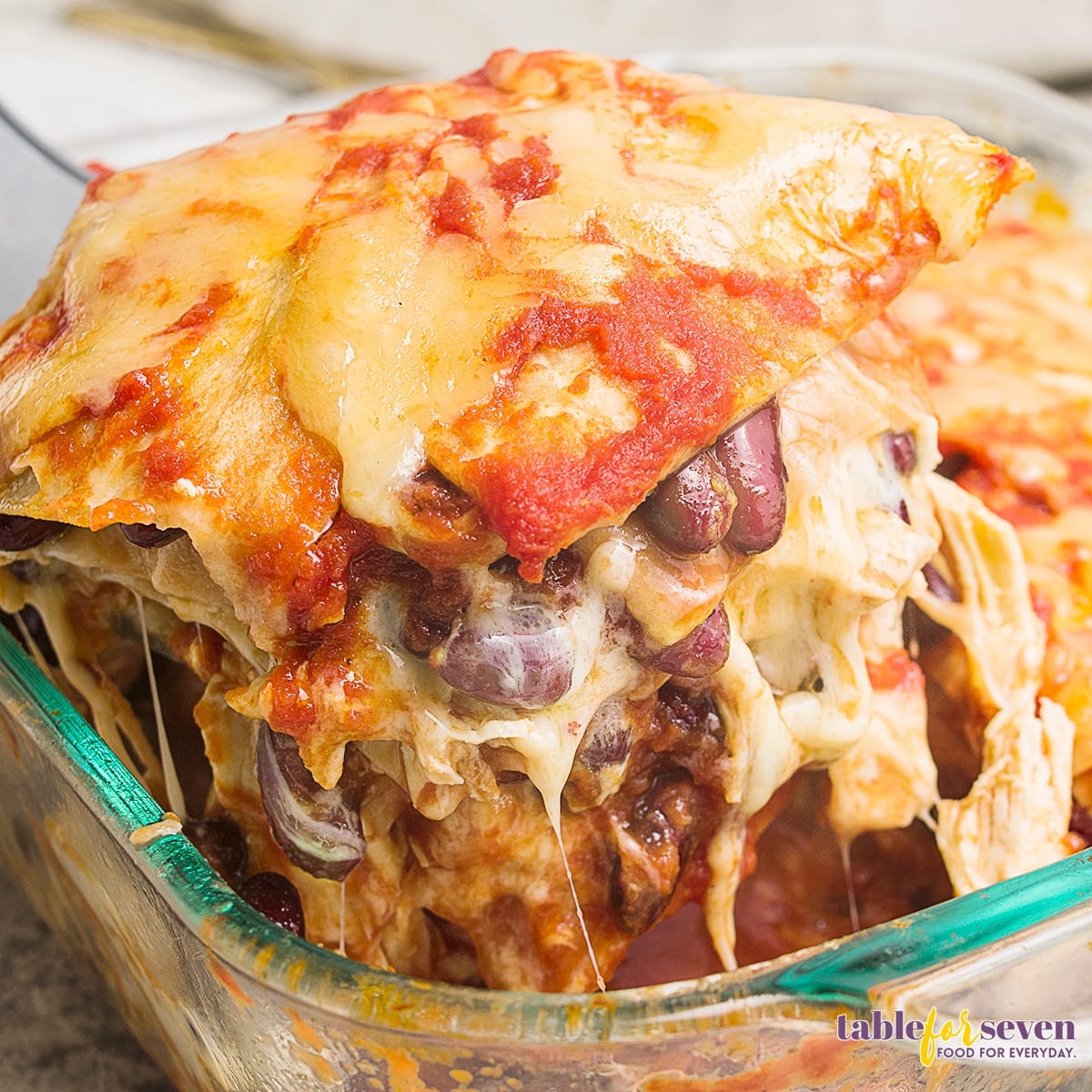 Serving Chicken Enchilada Casserole