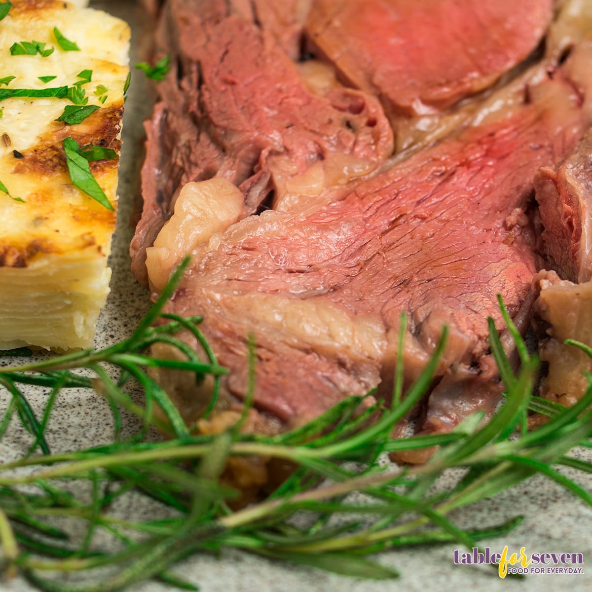 Close-up view of Gordon Ramsay's Prime Rib