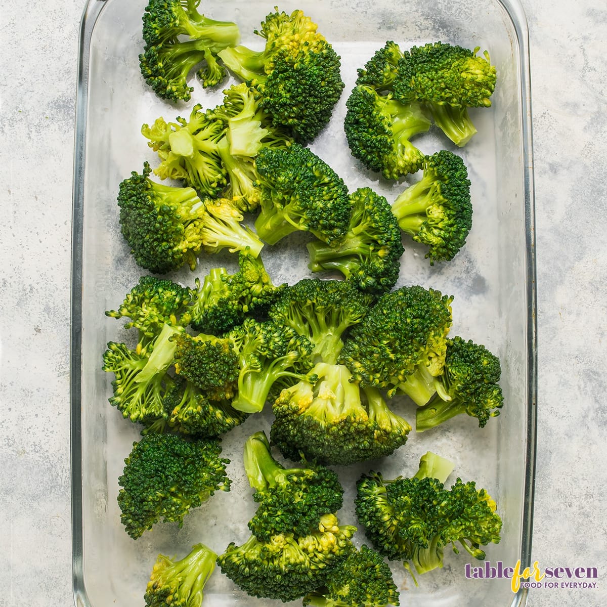 Baking dish with broccoli