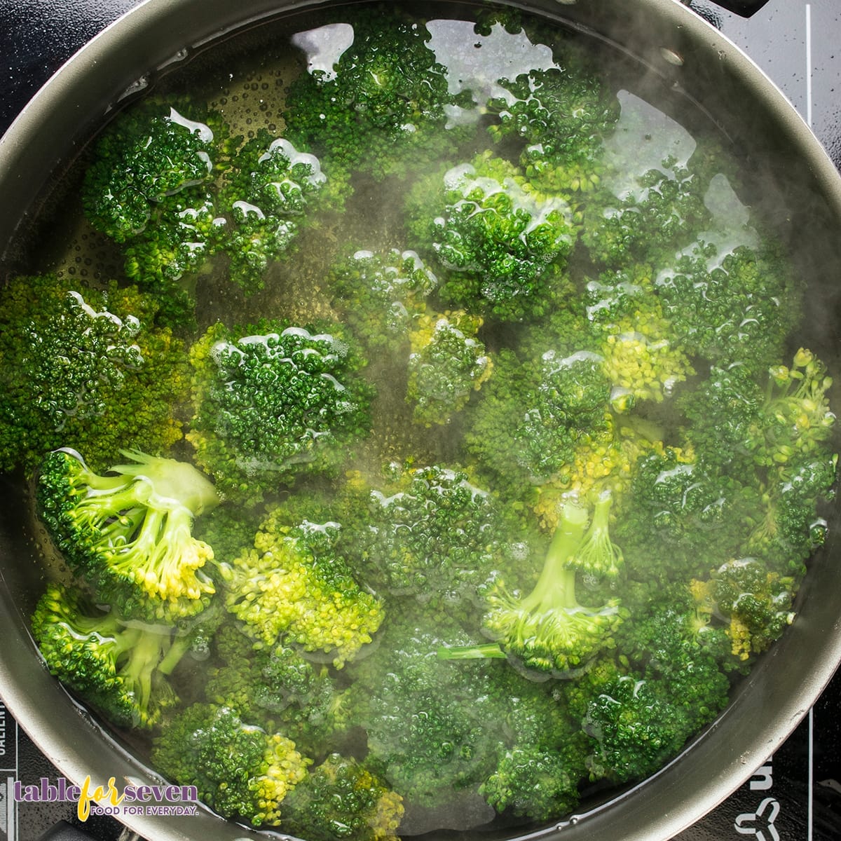 Broccoli florets in water