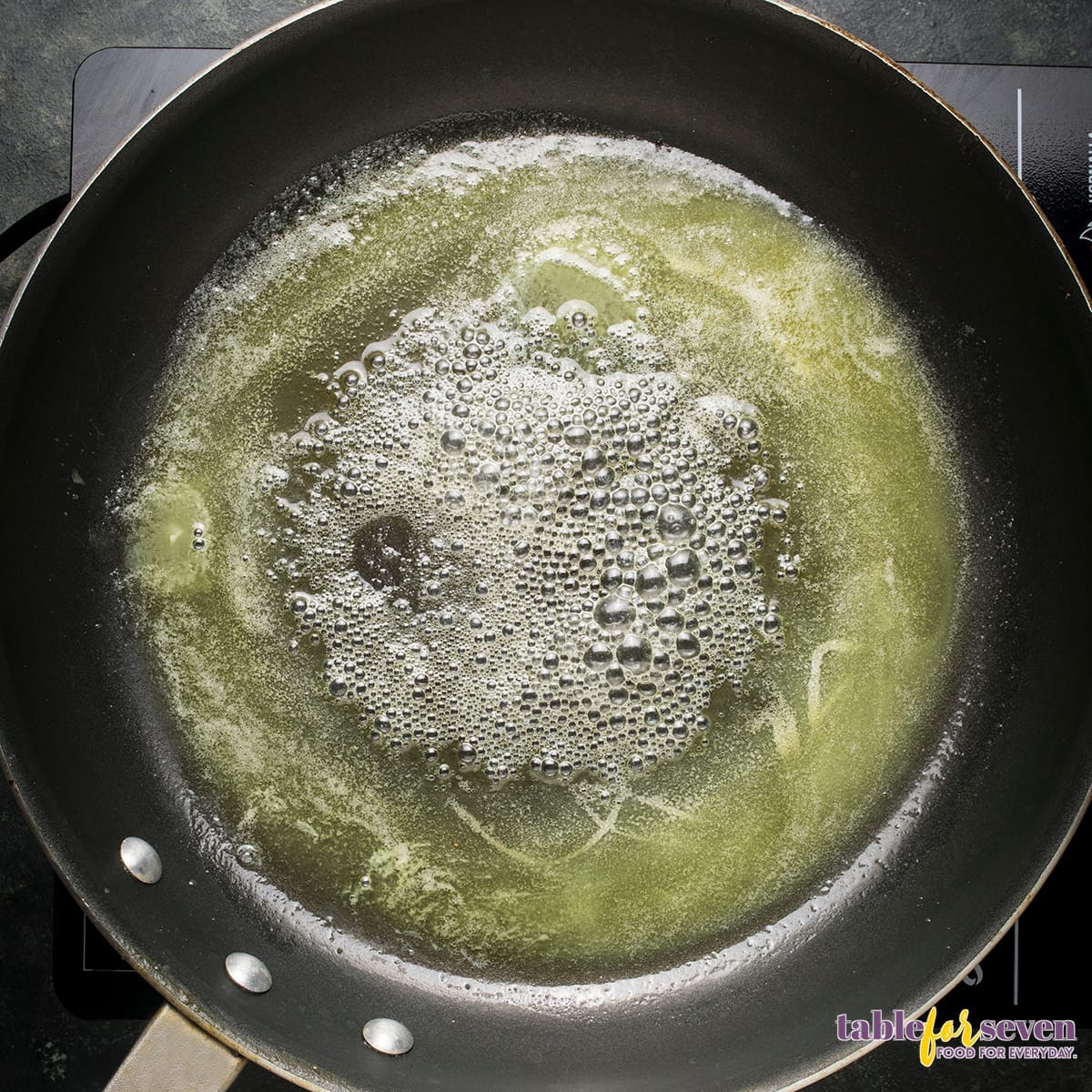 Butter melting in skillet to make roux for creamed chipped beef