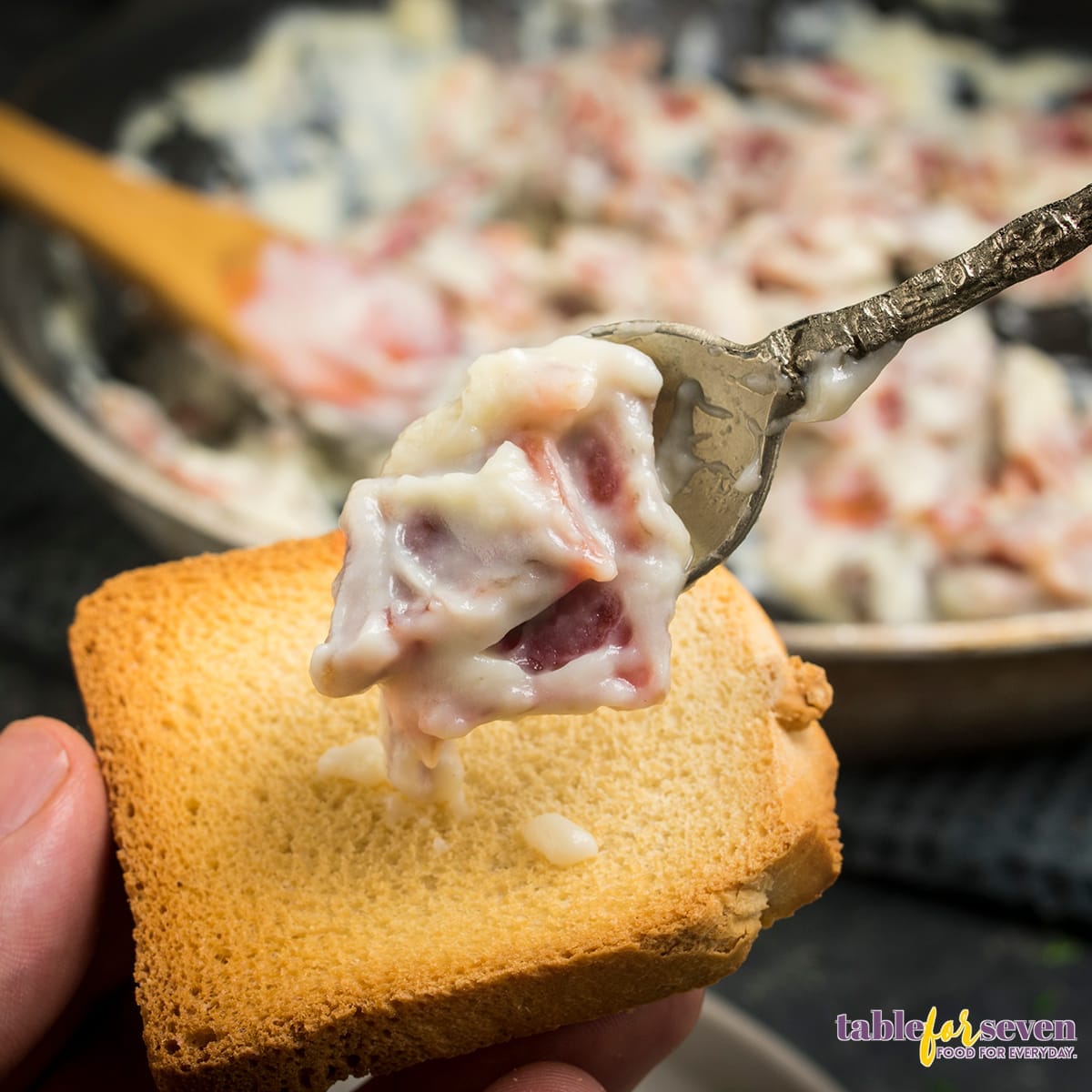 Creamed chipped beef served on toasted bread