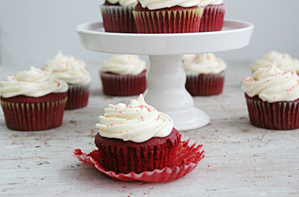 Plenty of Red Velvet Cupcakes with Cream Cheese Frosting