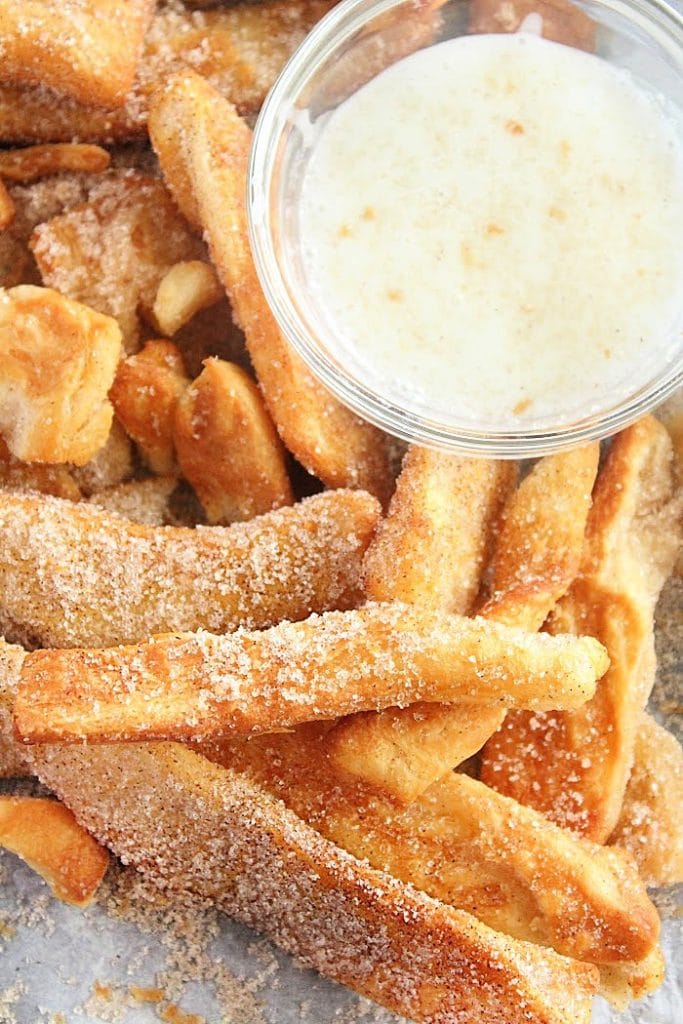 Air Fryer Doughnut Sticks top view