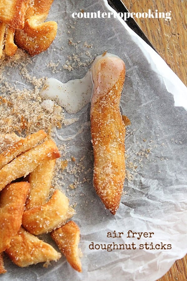 Air Fryer Doughnut Sticks on a tray