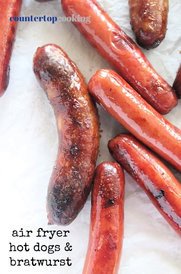 Air Fryer Hot Dogs and Bratwurst pin image