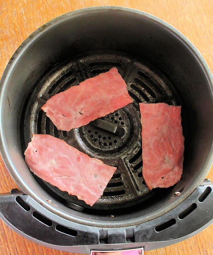 Turkey Bacon in air fryer pan