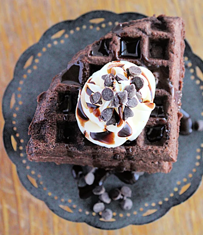 Brownie Mix Waffles top view