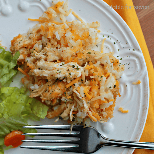 Cheesy Chicken and Rice Casserole top