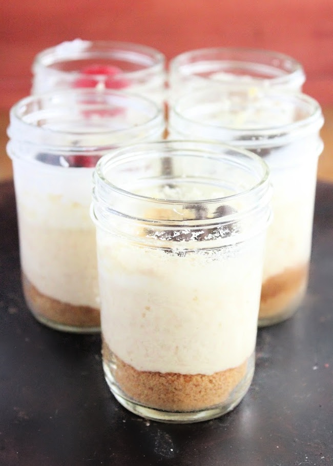Crock Pot Cheesecake in a Jar side view