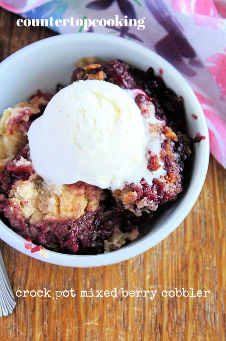 Crock Pot Mixed Berry Cobbler Table for Seven