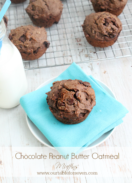 Chocolate Peanut Butter Oatmeal Muffins