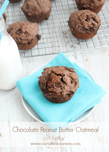 Chocolate Peanut Butter Oatmeal Muffins