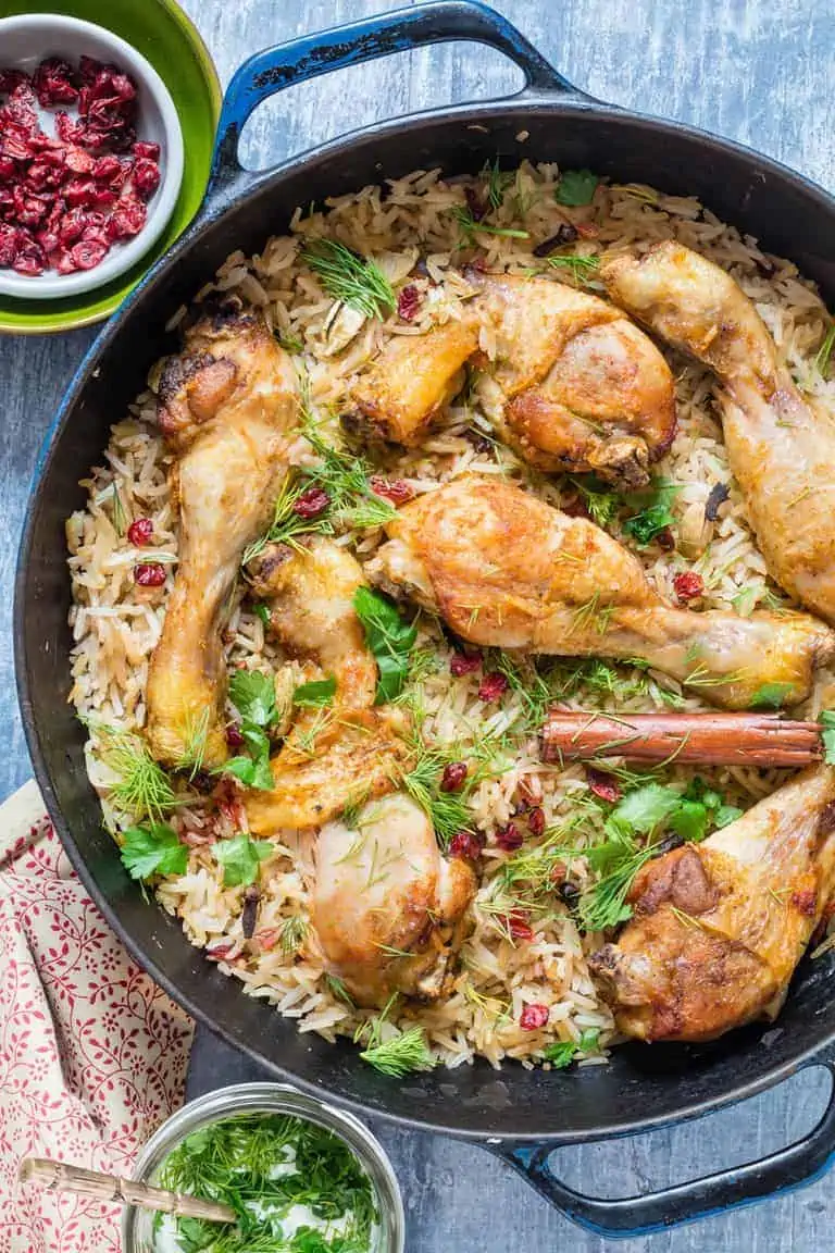 One Pot Chicken And Rice With Caramelized Onions, Cardamom And Barberry