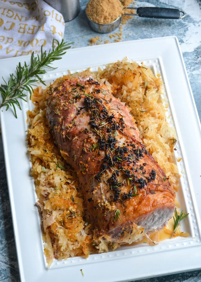 Roast Pork Loin With Rosemary Brown Sugar Sauerkraut